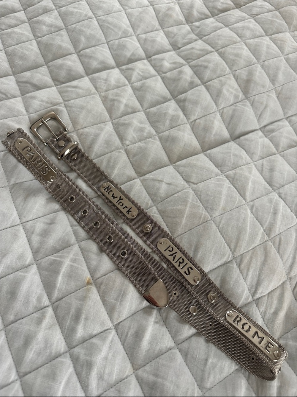 Metallic Silver Mesh Belt